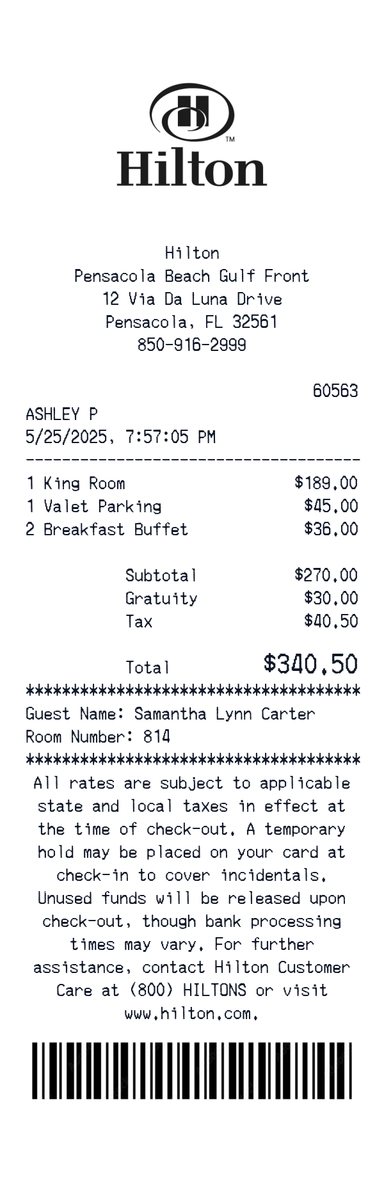 Free Hilton Receipt Generator | Make Fake Hilton Receipt