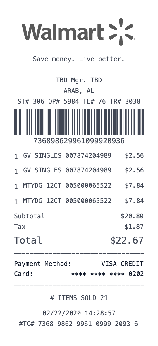 Walmart Receipt Maker - Free Walmart Receipt Generator